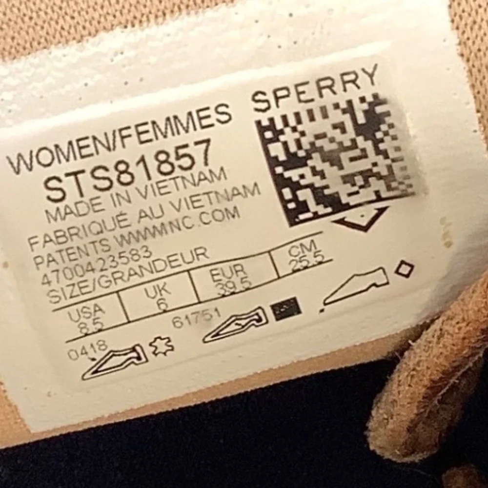 Sperry Top-Sider Womens Boat Shoes Tan Leather Canvas STS81857 Size 8.5